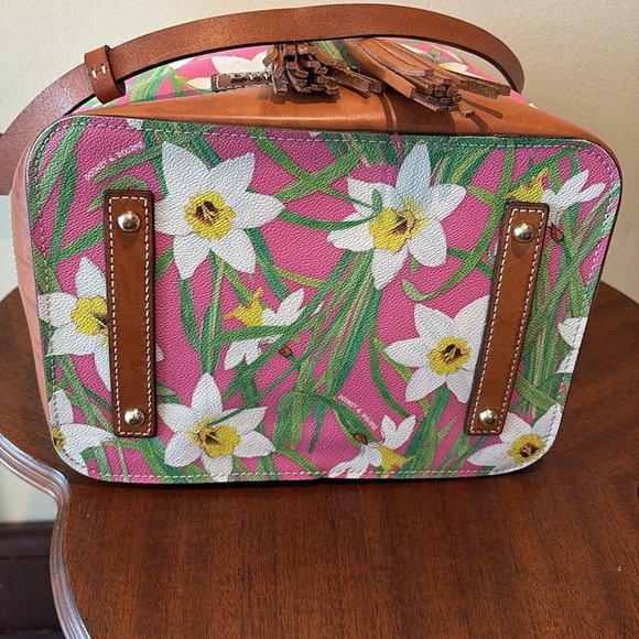Dooney & Bourke Floral bucket bag shoulder bag daylilies white yellow pink gre - Picture 8 of 16